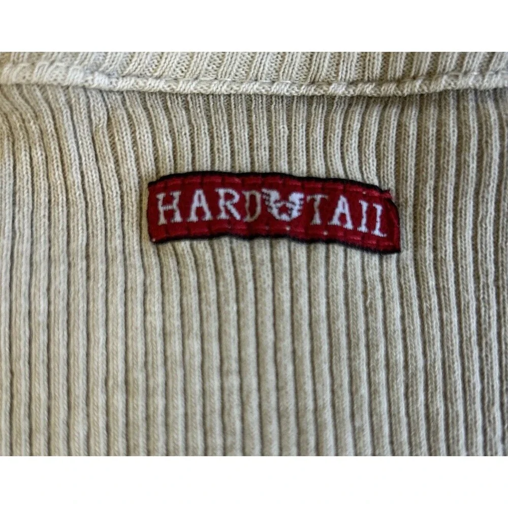 Hard Tail Womens Ribbed Cardigan Sweater Set Khaki Beige V Neck Sz Small READ - Picture 5 of 16